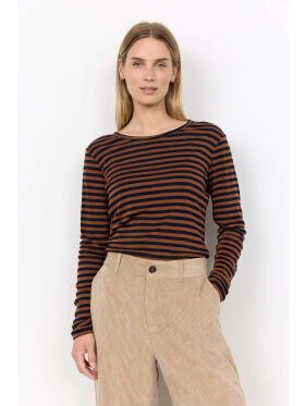 Soyaconcept T-shirt L/Æ - navy/camel stribet - Dame - Bluser - Soyaconcept 