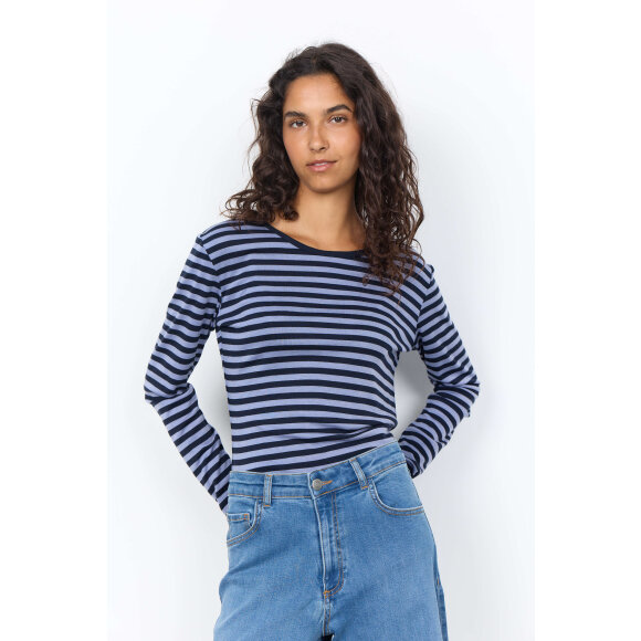 Soyaconcept T-Shirt L/Æ - navy/lysblå stribet - Dame - T-shirts - Soyaconcept 