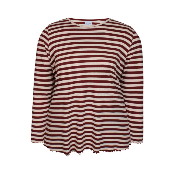 Zhenzi t-shirt l/æ - vinrød/striber - Overdele til Plus size - Zhenzi Zhenzi t-shirt l/æ - vinrød/striber - Overdele til Plus size - Zhenzi