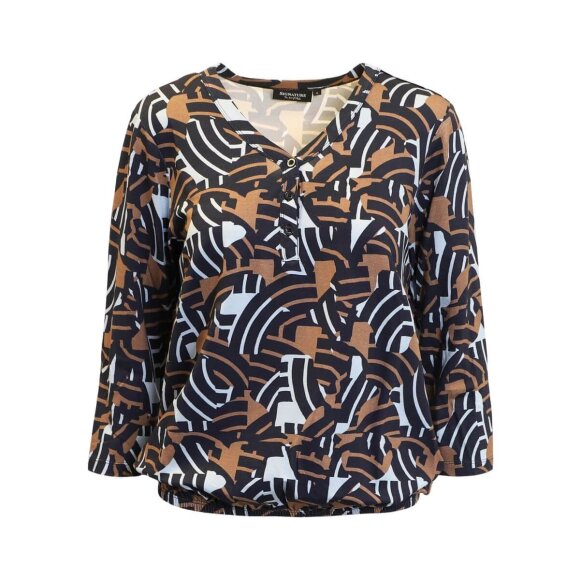 Signature bluse - blå/brun mix - Dame - Bluser - Signature Signature bluse - blå/brun mix - Dame - Bluser - Signature