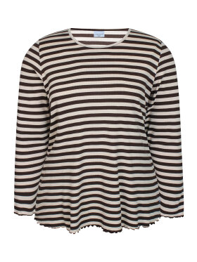 Zhenzi t-shirt l/æ - brun/striber - Overdele til Plus size - Zhenzi