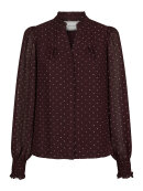 Neo Noir skjorte - Astrida Dotted - Bordeaux - Dame - Bluser - Neo Noir