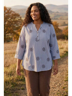 Cassiopeia bluse - Elissa - blå/brun - Overdele til Plus size - CASSIOPEIA