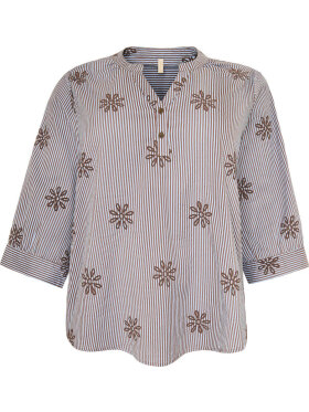 Cassiopeia bluse - Elissa - blå/brun - Overdele til Plus size - CASSIOPEIA Cassiopeia bluse - Elissa - blå/brun - Overdele til Plus size - CASSIOPEIA