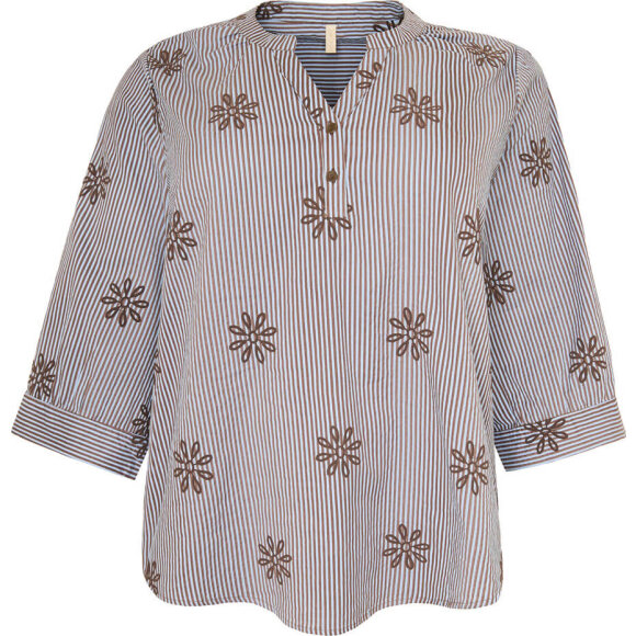 Cassiopeia bluse - Elissa - blå/brun - Overdele til Plus size - CASSIOPEIA