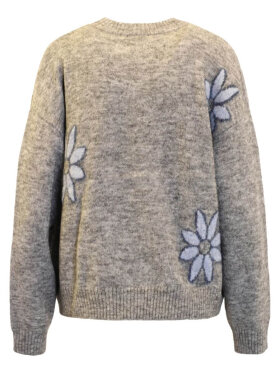 Brandtex strik - grå/blomster - Lækre striktrøjer til kvinder - Brandtex