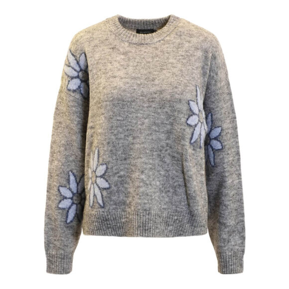 Brandtex strik - grå/blomster - Lækre striktrøjer til kvinder - Brandtex