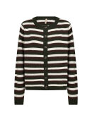 SoyaConcept cardigan - Orlean Stripe - brun/grøn/off - Lækre striktrøjer til kvinder - Soyaconcept 