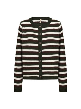 SoyaConcept cardigan - Orlean Stripe - brun/grøn/off - Lækre striktrøjer til kvinder - Soyaconcept 
