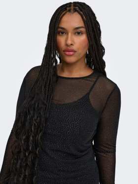 Only Carmakoma meshbluse - CarOpus - Sort/Glimmer  - Dame - Bluser - ONLY CarmaKoma