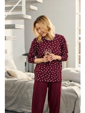 Brandtex pyjamas - Vinrød/prikker - Nattøj og Morgenkåber - Brandtex