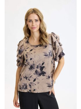 In Front Bluse - Vallerie - Sand/blomster - Dame - Bluser - In Front In Front Bluse - Vallerie - Sand/blomster - Dame - Bluser - In Front