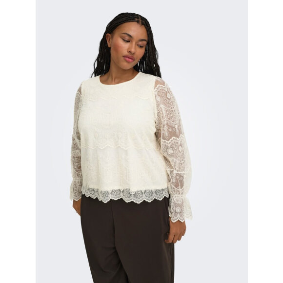 Only Carmakoma bluse - CarZenna - Off white/lace - Overdele til Plus size - ONLY CarmaKoma
