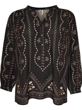 Cassiopeia bluse - Belissa - Sort combi - Overdele til Plus size - Cassiopeia