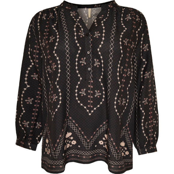 Cassiopeia bluse - Belissa - Sort combi - Overdele til Plus size - Cassiopeia