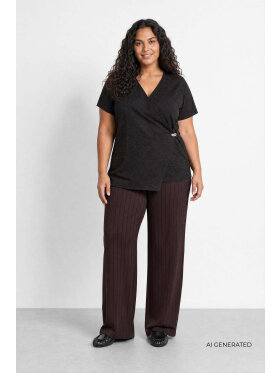 WasabiConcept bukser - Wa-Kufa - Brun/striber - Plus size bukser til kvinder - Wasabiconcept