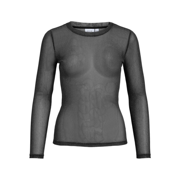 Vila meshbluse - ViDinara - Sort/glimmer - Dame - Bluser - VILA