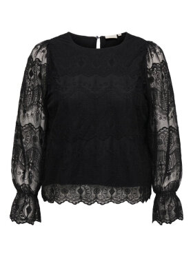 Only Carmakoma bluse - CarZenna - Sort/lace  - Overdele til Plus size - ONLY CarmaKoma