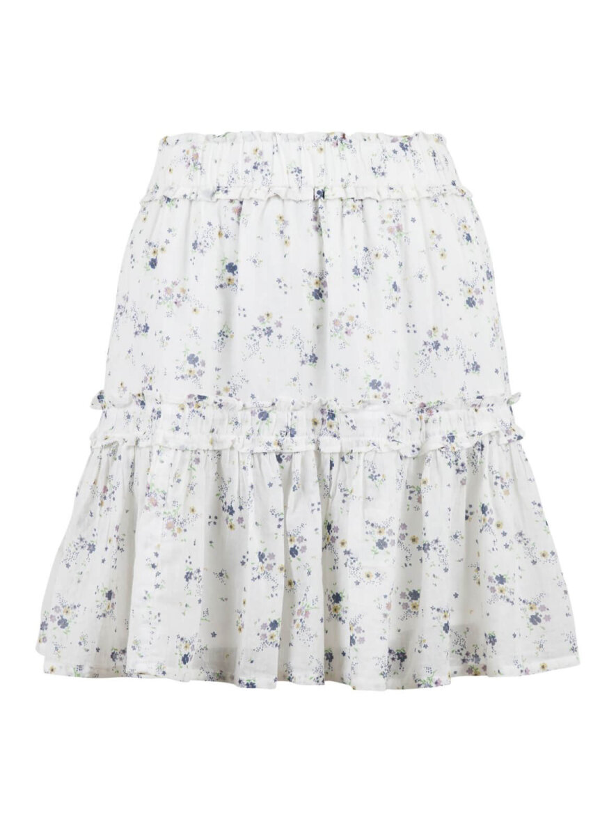 Neo Smuk nederdel med flæser, elastik i taljen blomsterprint. 1-3 dages