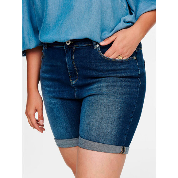 Only Carmakoma Shorts Medium Blå - Plus size bukser til kvinder - ONLY CarmaKoma